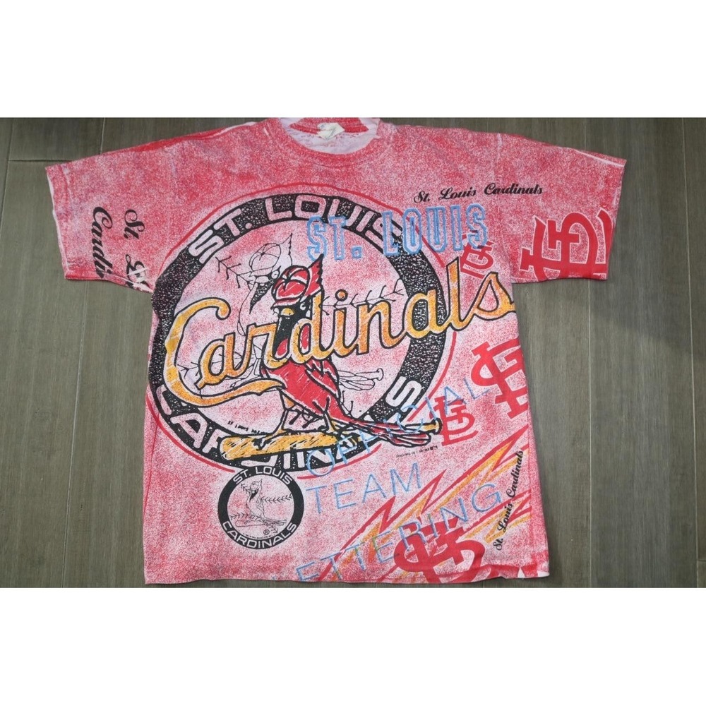 Vintage 1991 St Louis Cardinals All Over Print Shirt Mens XL Trench MLB Red AOP
